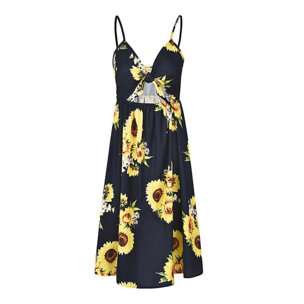 Black Sunflowers Summer Sundress